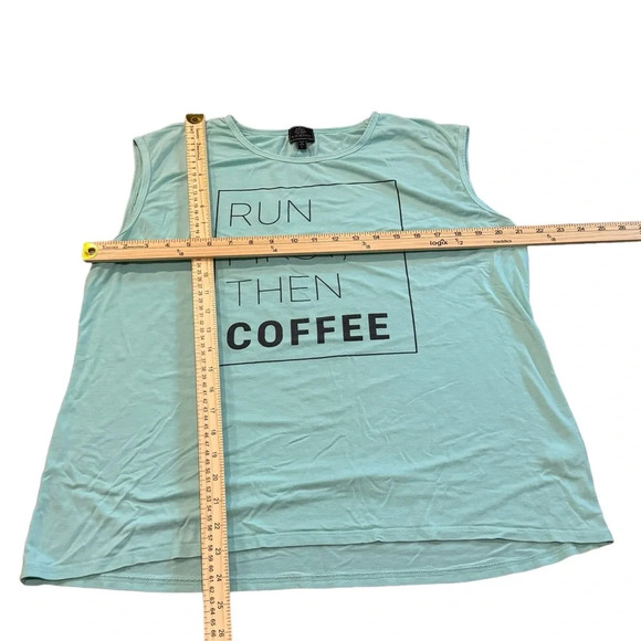 EUC Super cute PL MOVEMENT Run First Coffee Later soft sleeveless tee Large - Picture 3 of 5